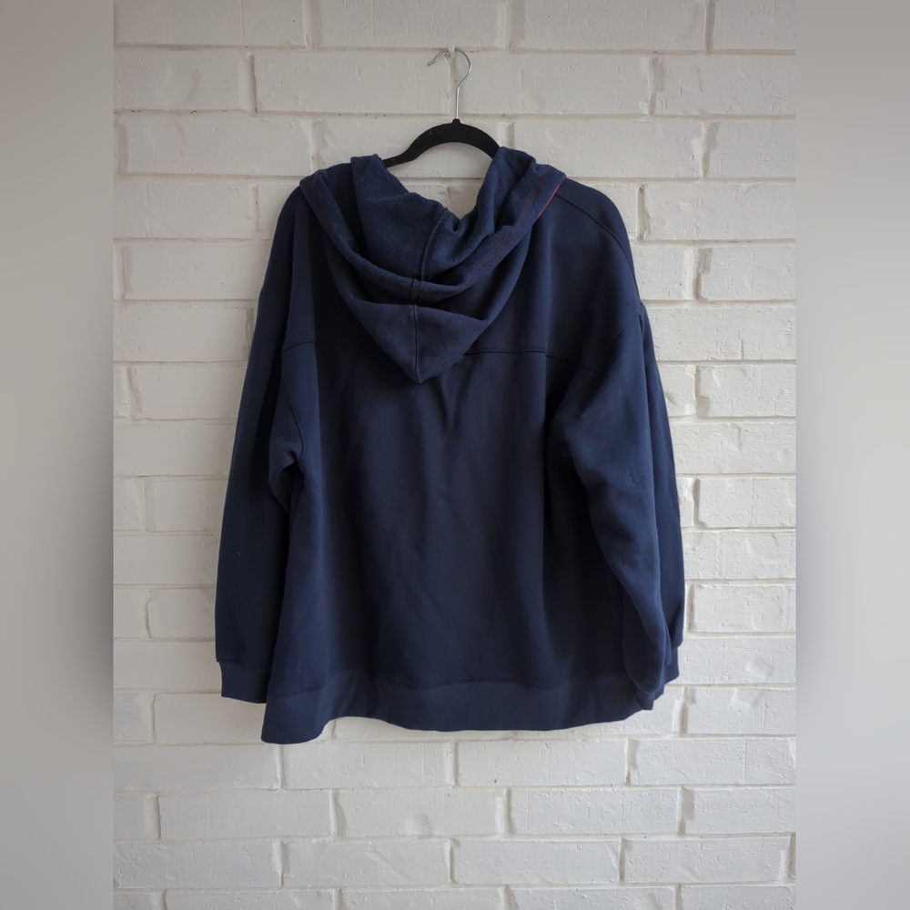 Free People Dark Blue and Bright Orange Hoodie - Picture 6 of 8